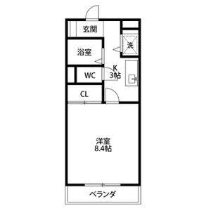 コスモベルテ(1K/3階)の間取り写真