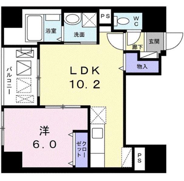 AXIA人形町(1LDK/4階)の間取り写真