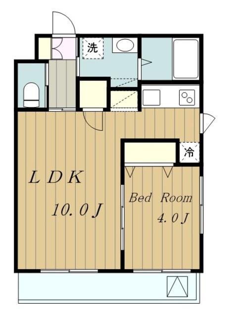 フェリオ緑ヶ丘(1LDK/4階)の間取り写真