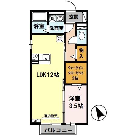 ワンモアハイツ(1LDK/2階)の間取り写真