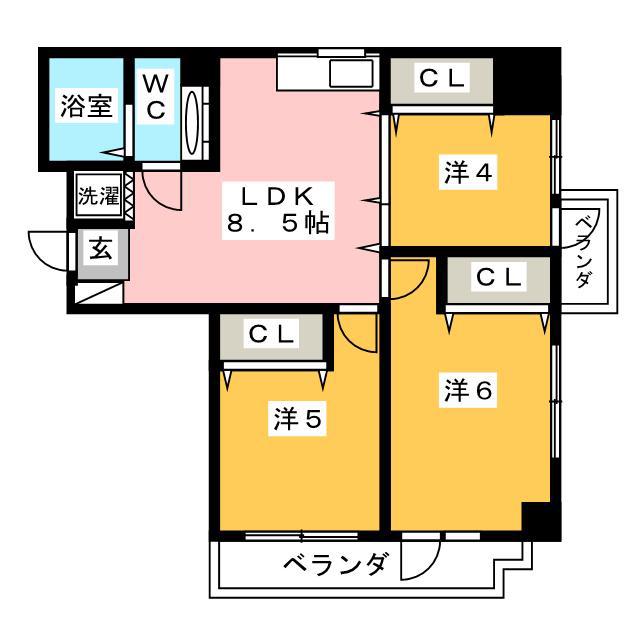 アジュール南大塚(3LDK/1階)の間取り写真
