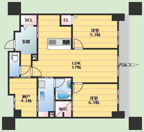 グラントリアノン緑地公園(2SLDK/2階)の間取り写真