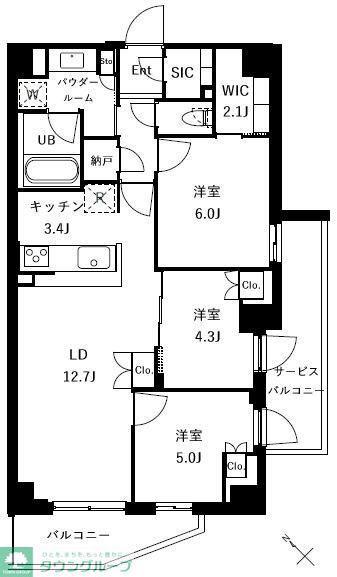 ザ・ケンジントン・レジデンスときわ台(3LDK/3階)の間取り写真