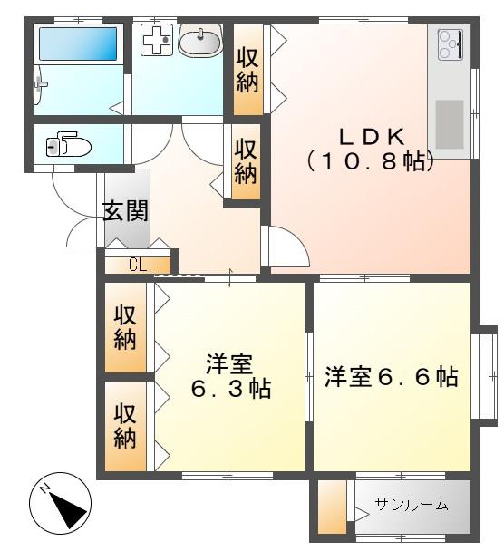 グリーンライム(2LDK/1階)の間取り写真