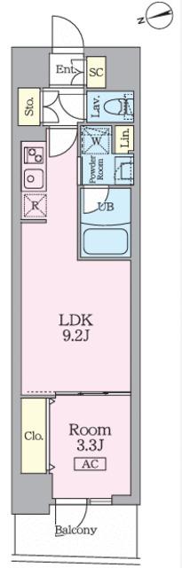 GARDEN XAVIS門前仲町(1LDK/3階)の間取り写真