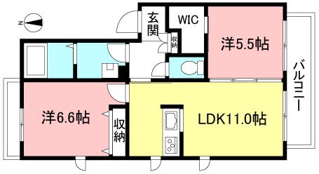 コンフォール(2LDK/1階)の間取り写真