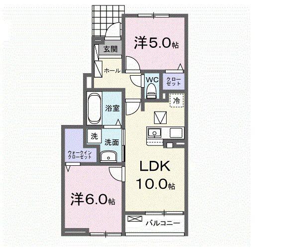 ハイツ大和(2LDK/1階)の間取り写真