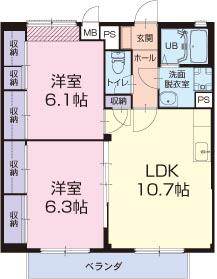 ルミエールあさひ(2LDK/2階)の間取り写真