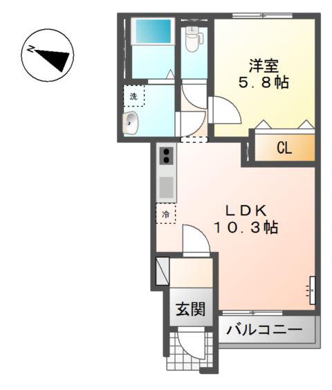 パステルコート(1LDK/1階)の間取り写真