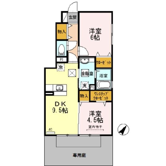 ラシェルデューA棟(2DK/1階)の間取り写真