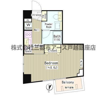ソラーニ目黒不動前(1K/3階)の間取り写真
