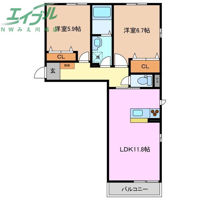 PREMIAS平町(2LDK/1階)の間取り写真