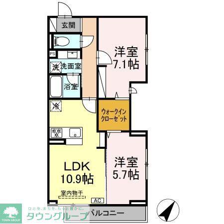 ホープハイツ(2LDK/2階)の間取り写真