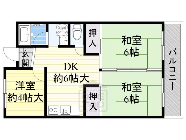 グリーンハイツ正雀(3DK/3階)の間取り写真