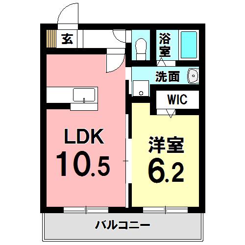 リーフ ニシヤマ(1LDK/2階)の間取り写真