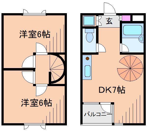 アップルメイツ綱島(2DK/3階)の間取り写真