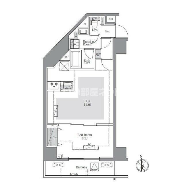 ラグゼナ八王子南町(1LDK/12階)の間取り写真