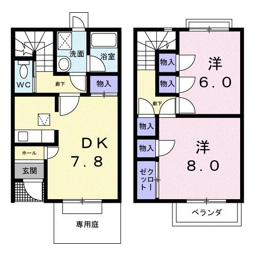 サン・テラス(2DK/1階)の間取り写真