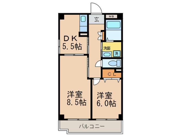 オアシス新栄(2DK/8階)の間取り写真