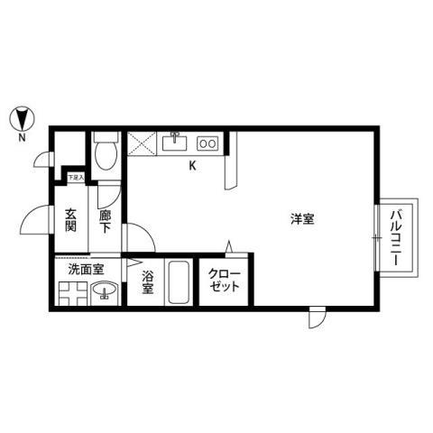 アムール松谷(ワンルーム/2階)の間取り写真