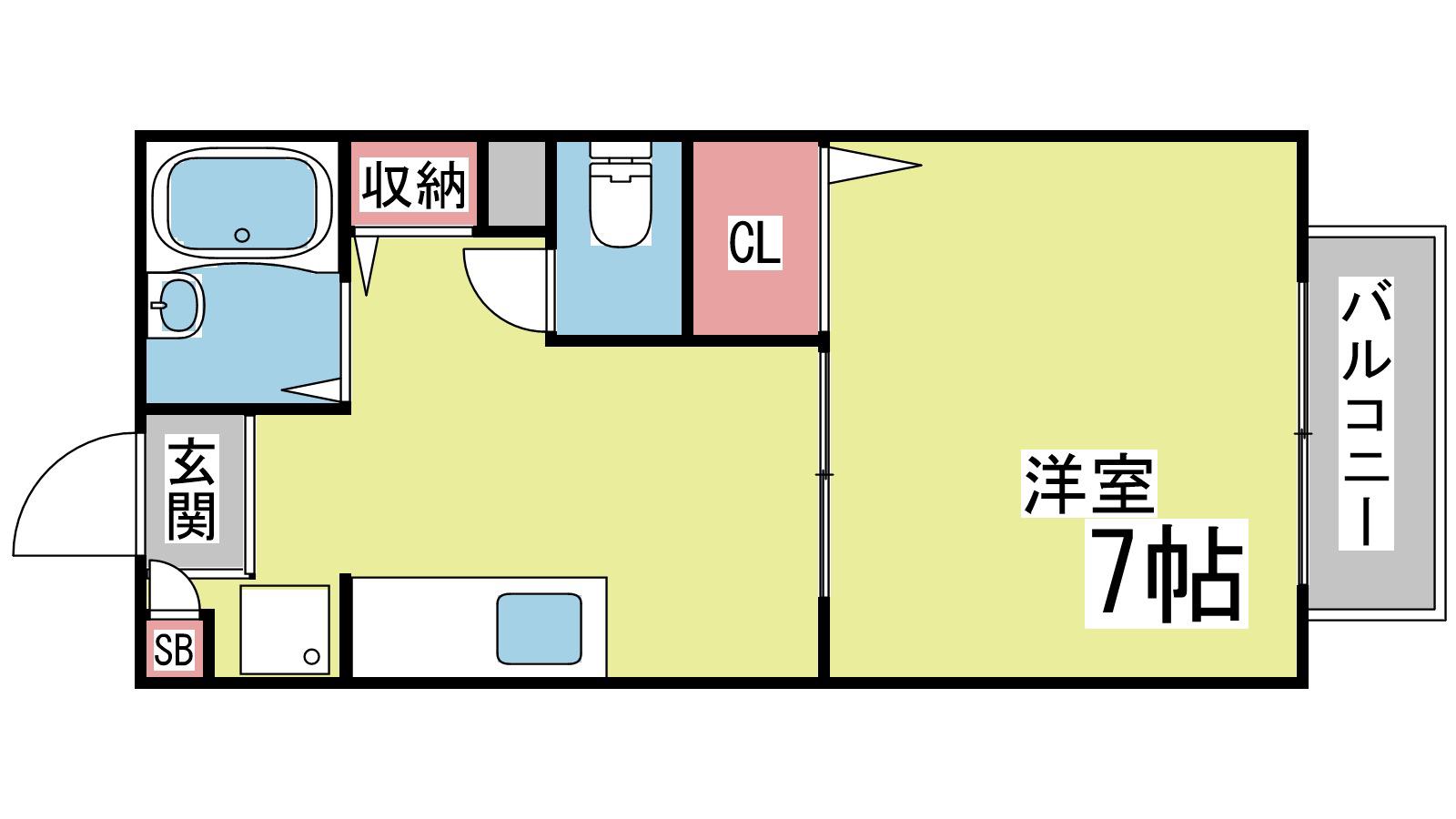 ポミエ六甲(1K/1階)の間取り写真