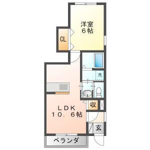 ミーテ・ピアヌーラB(1LDK/1階)の間取り写真