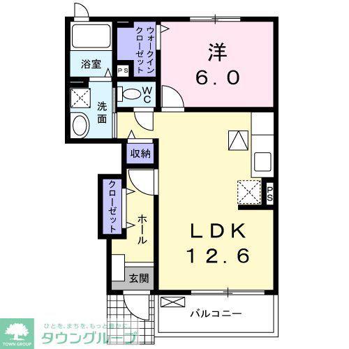 フラワーヒル(1LDK/1階)の間取り写真