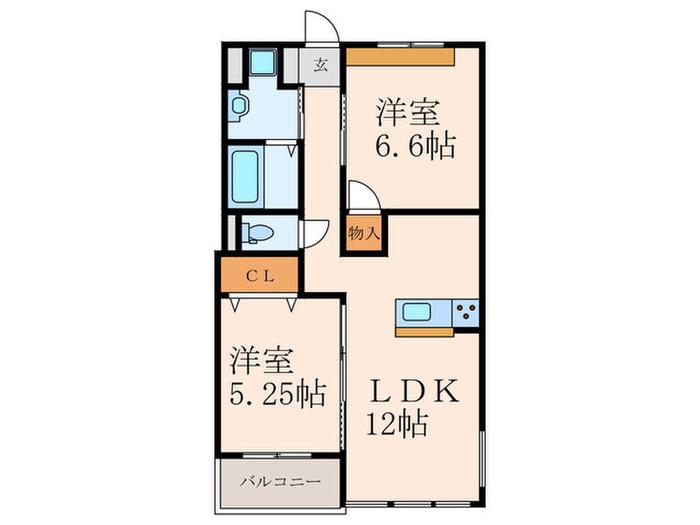 ファミール小倉北(2LDK/1階)の間取り写真