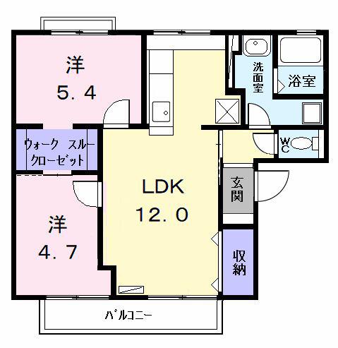 ハイツプードル(2LDK/2階)の間取り写真