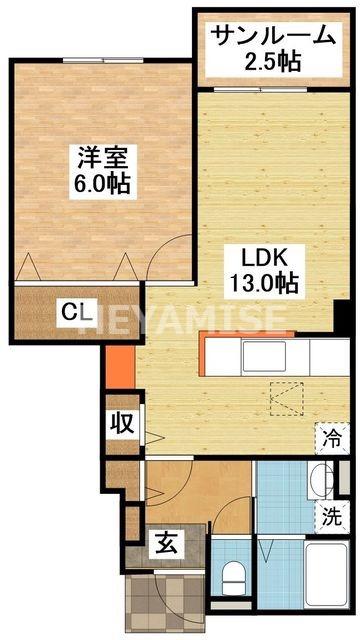 エクセデール I(1LDK/1階)の間取り写真