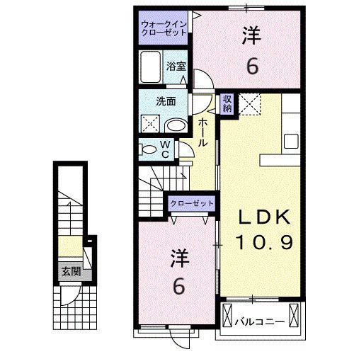 エトワール当尾(2LDK/2階)の間取り写真