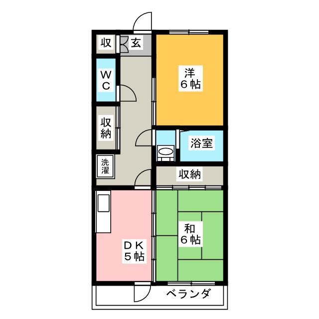 ドミールヤマザキ(2DK/2階)の間取り写真