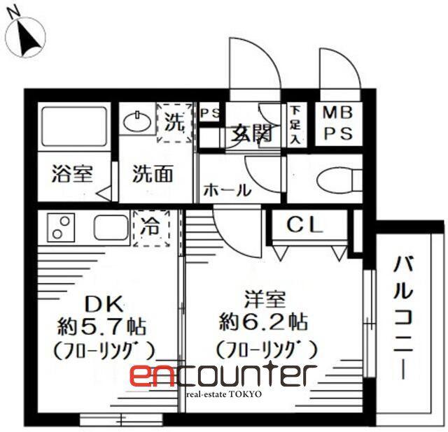 グリーニエ西新宿弐番館(1DK/2階)の間取り写真