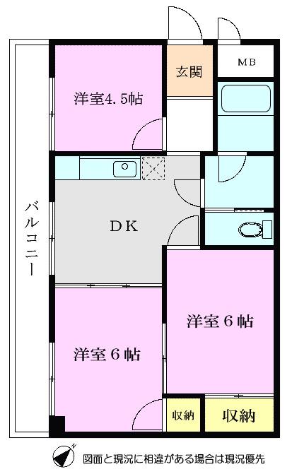 鈴也ビル(3DK/3階)の間取り写真