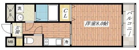 ブロッサム茨木(1K/5階)の間取り写真