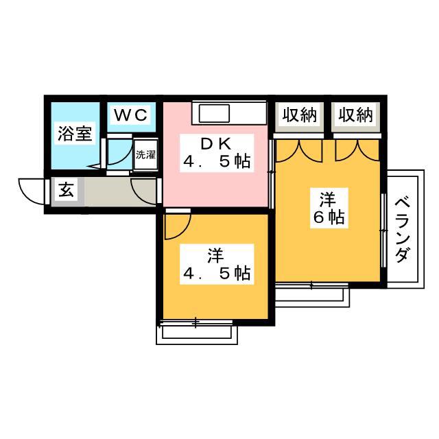 ウエスト VILLAGE 91(2DK/1階)の間取り写真