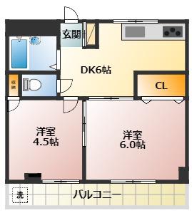 メゾンエクセル(2DK/2階)の間取り写真
