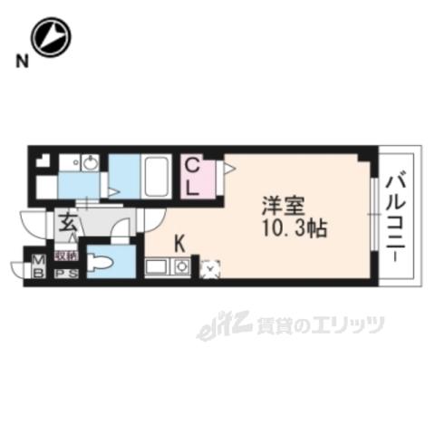 フィールドロード2(ワンルーム/3階)の間取り写真