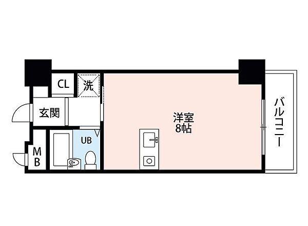 ルポ六本松(ワンルーム/8階)の間取り写真
