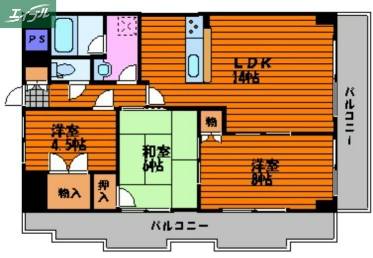 アリベ東古松(3LDK/7階)の間取り写真