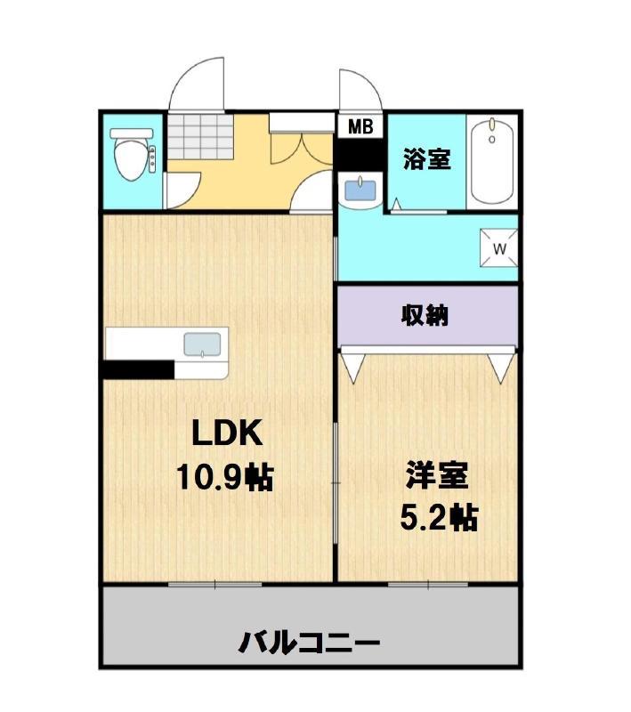  リヴェール7西条町下見(1LDK/3階)の間取り写真