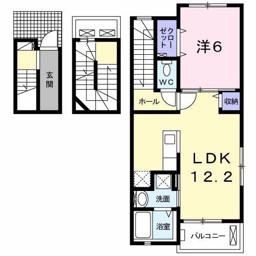 グランツェン(1LDK/3階)の間取り写真
