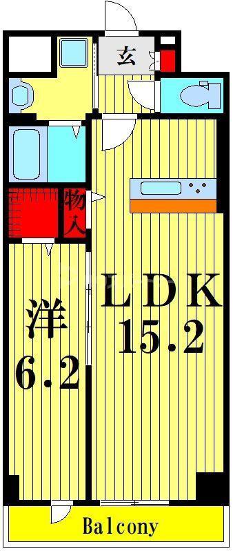 ROOTS 新都心(1LDK/1階)の間取り写真