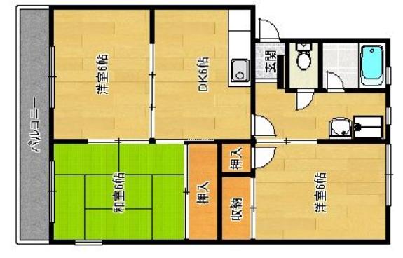 ガーデンハイツ今屋敷(3DK/1階)の間取り写真