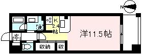 ロイヤルパーク多摩川2番館(ワンルーム/4階)の間取り写真