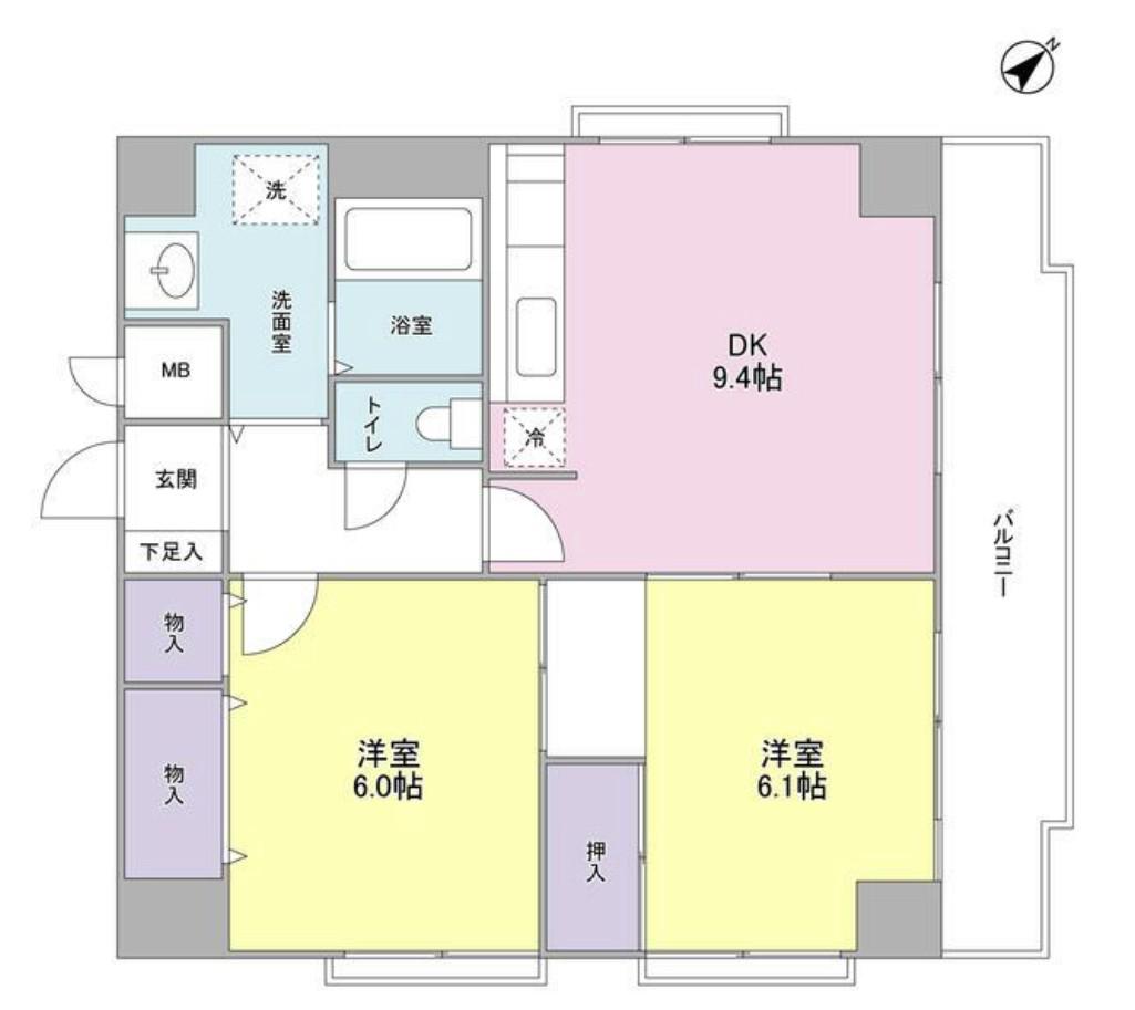 遠山ビル(2DK/5階)の間取り写真