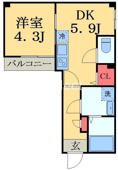 グラーナ千葉中央(1DK/7階)の間取り写真