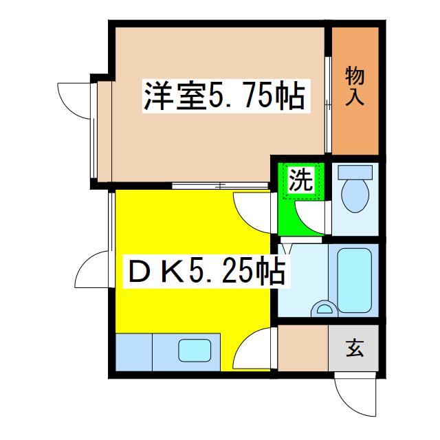 ハイツビコーズ(1DK/2階)の間取り写真