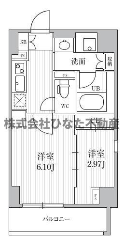 シーズンフラッツ靱本町(1DK/2階)の間取り写真