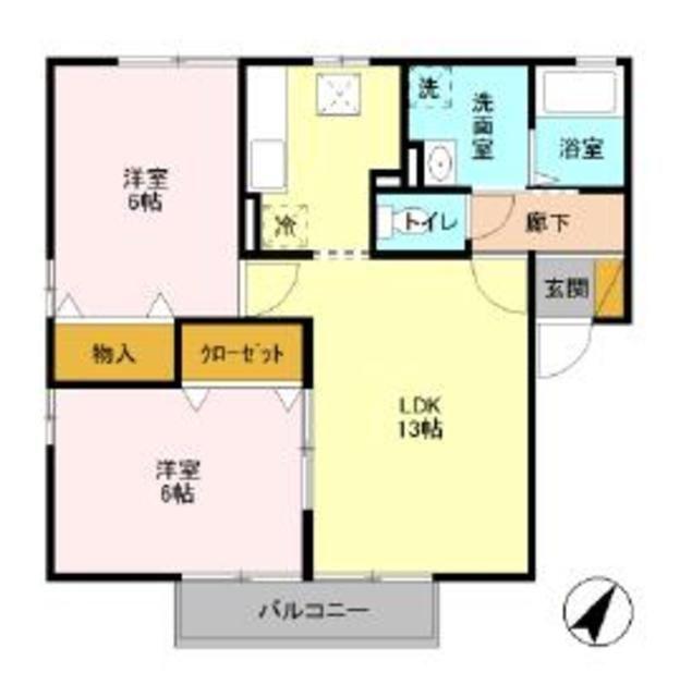 サンパティーク(2LDK/1階)の間取り写真